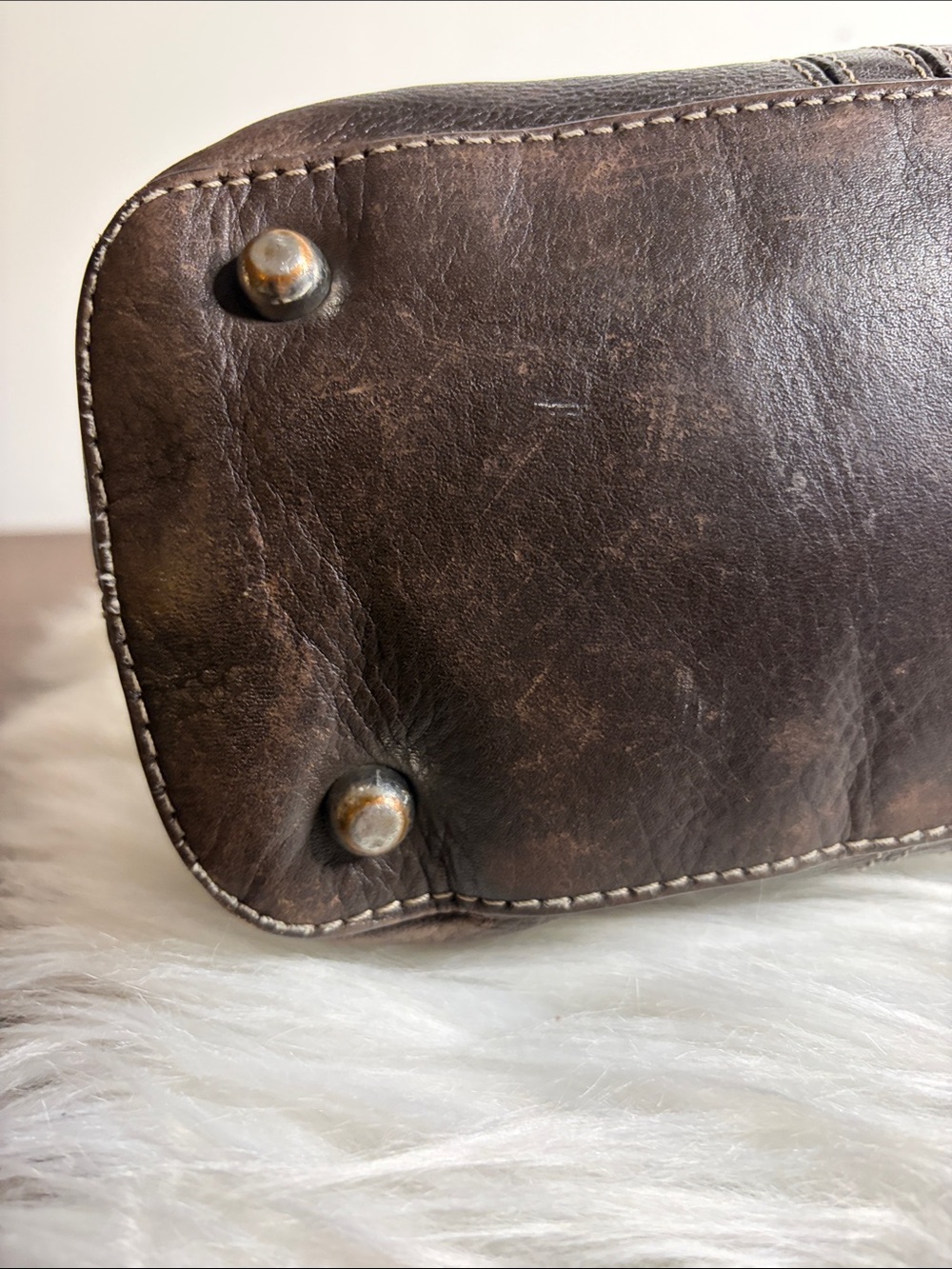 Danier Dark Brown Leather Satchel with Metal Logo Plate - Picture 13 of 16